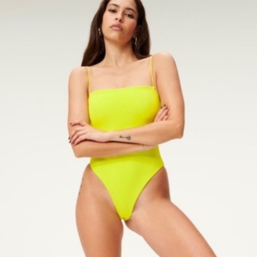 Good American 90’s One Piece, Medium, Neon Yellow